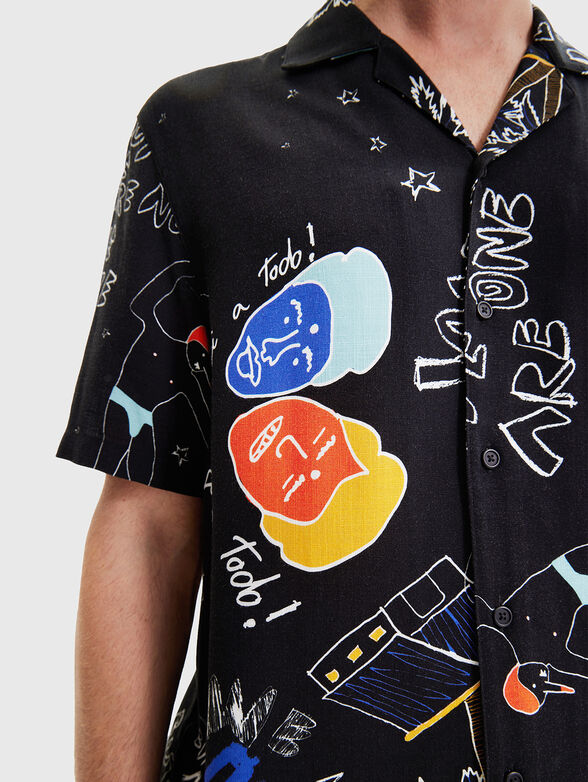 RON black shirt with short sleeve and print - 4