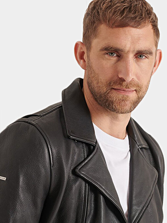 Leather biker jacket - 5