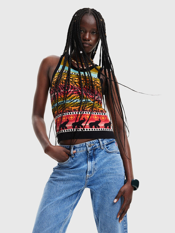 XENIA knitted top with colorful accents - 1