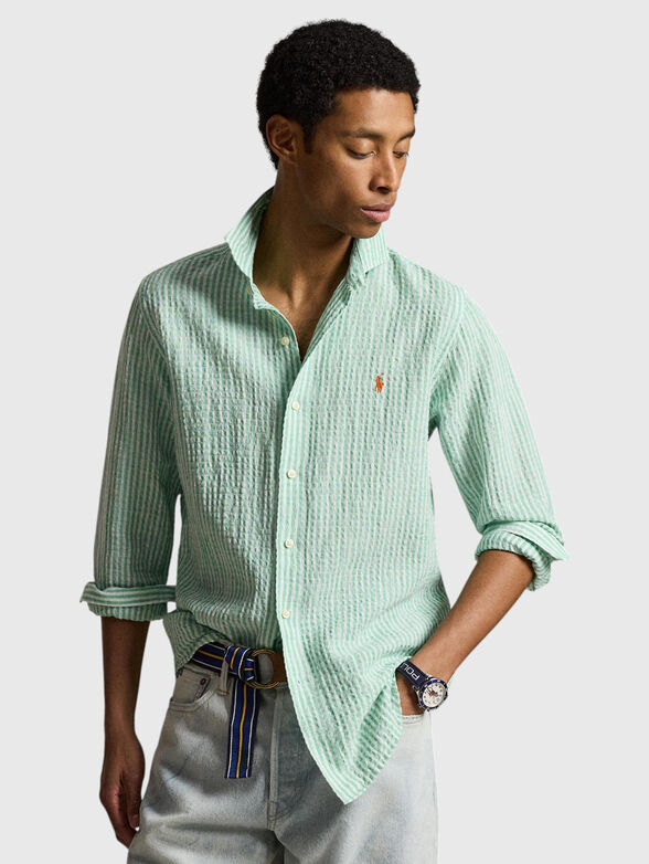 Long-sleeved cotton and linen shirt - 1