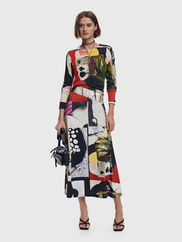 Linen blend sweater with print - 1