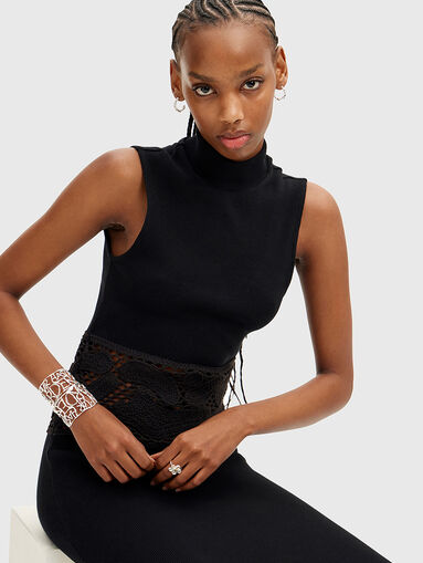 Crochet ribbed midi dress - 4