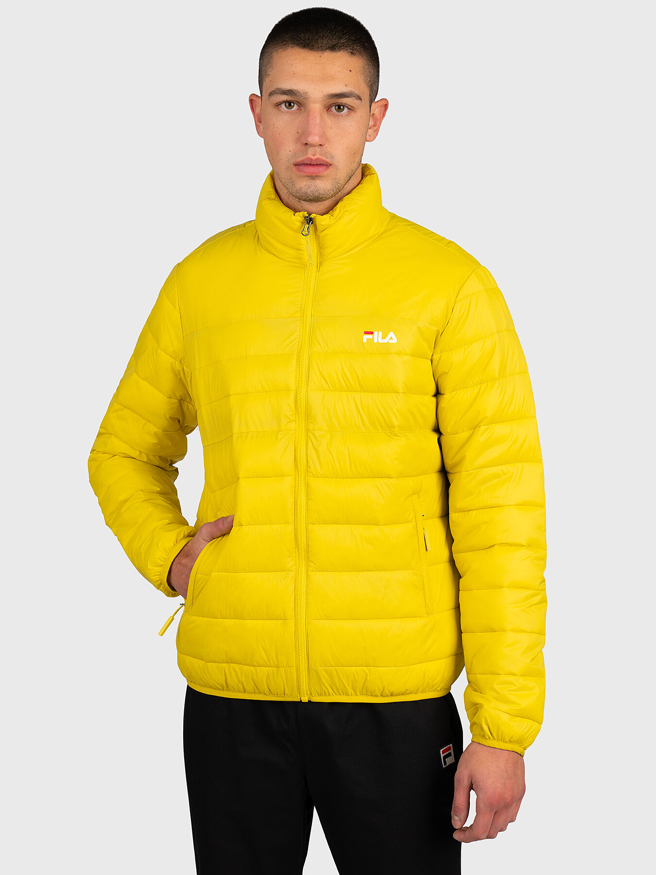 Fila padded jacket with buckle fastening and chest logo hot sale