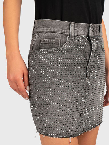 Mini denim skirt with rhinestones - 4