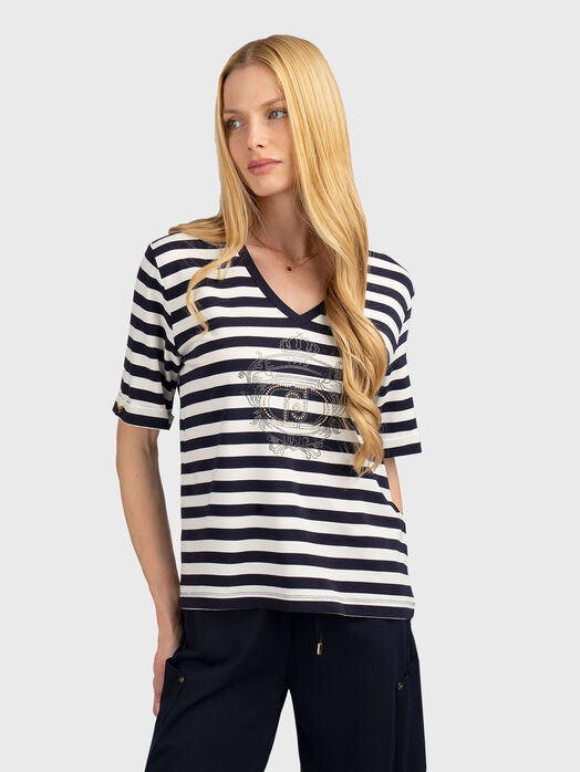 Striped V-neck T-shirt