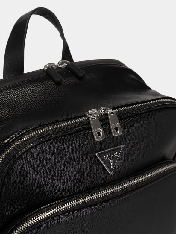 Black backpack with Saffiano effect - 4