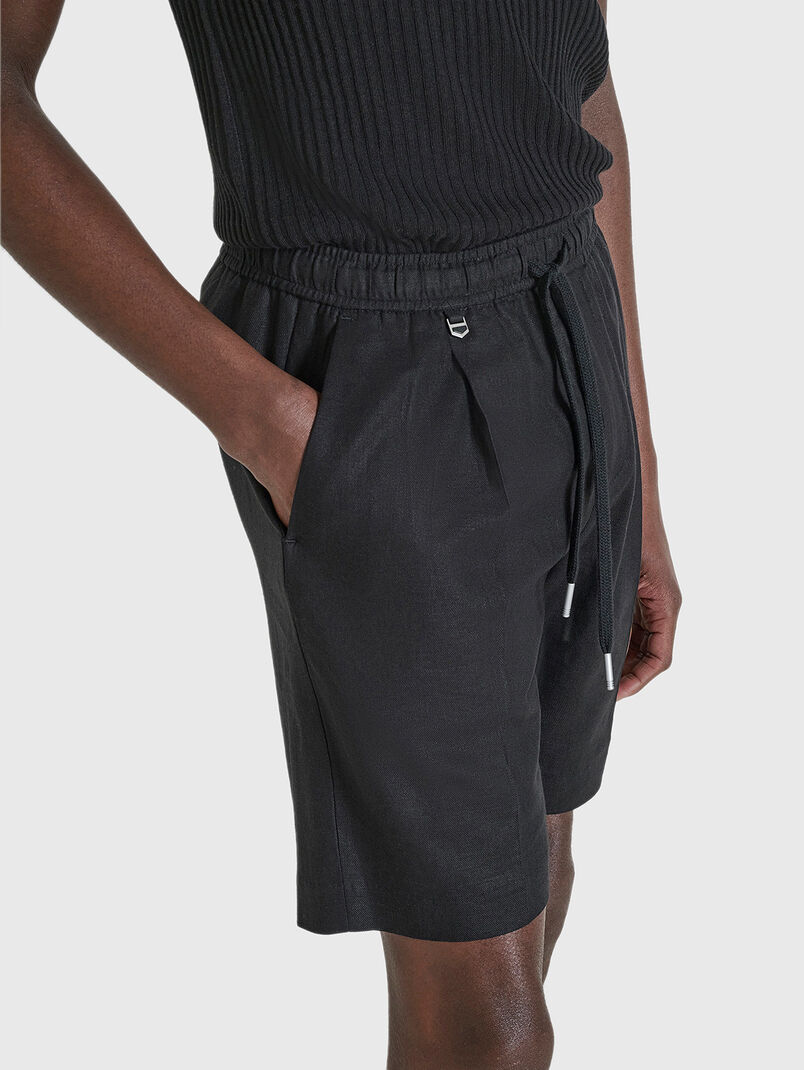 NEIL black linen blend shorts  - 3