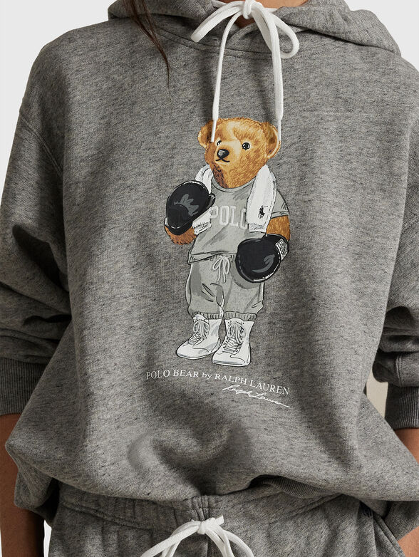 Cotton sweatshirt with hood and Polo Bear print - 4