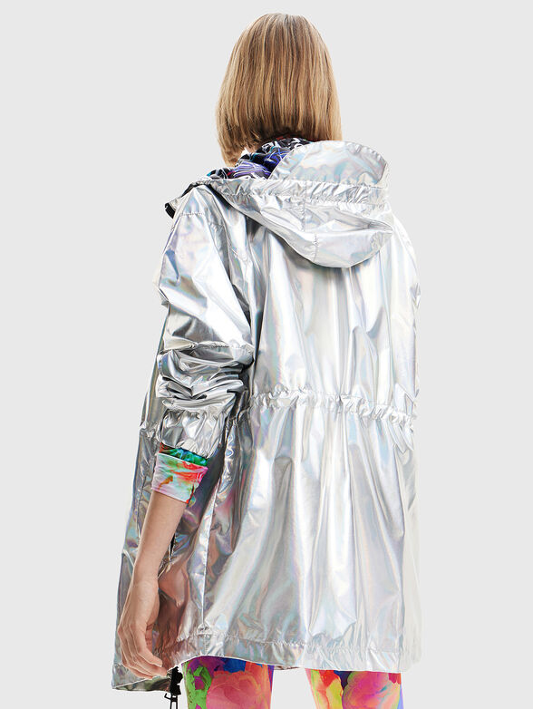 Silver hooded jacket with zipper - 3