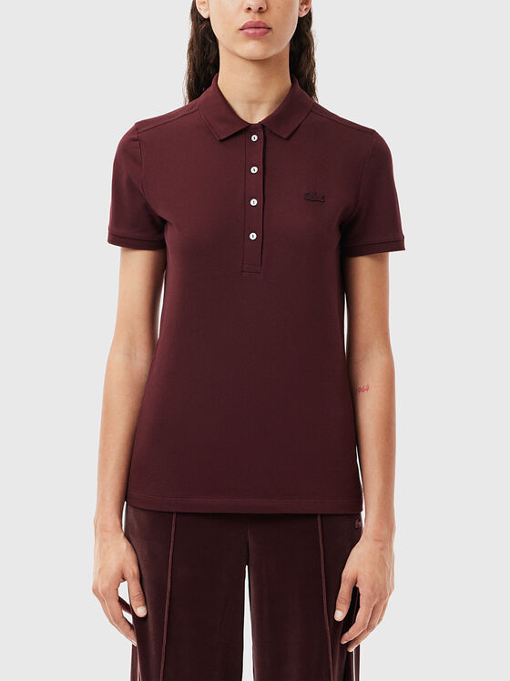 Burgundy cotton polo shirt - 1