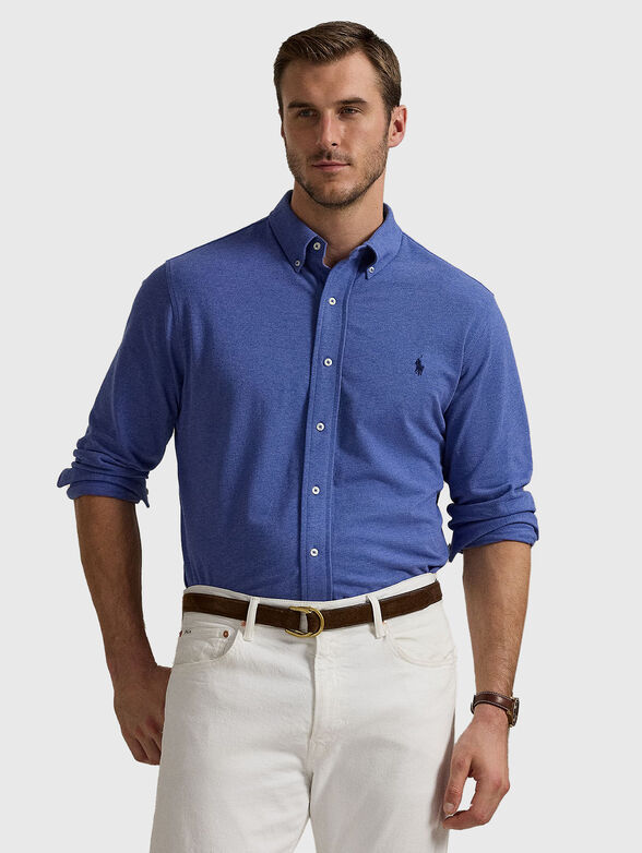 Cotton shirt with embroidered logo - 1