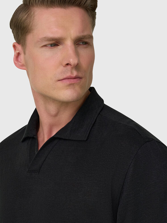 Black short-sleeved polo shirt - 4