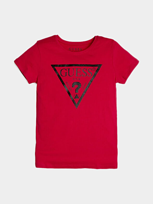 Red T-shirt with triangular logo print - 1