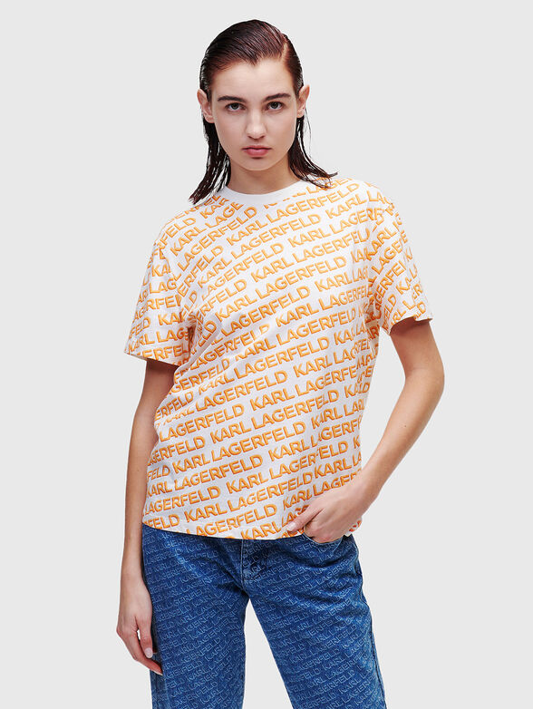 T-shirt with monogram print in fucsia color - 1