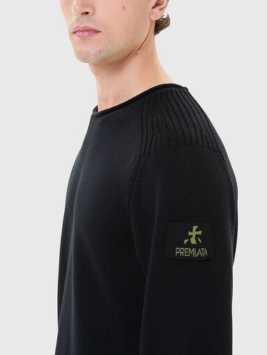 Wool sweater with oval neckline and logo - 5