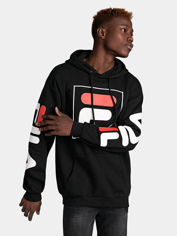 Hooded sweatshirt with maxi logo print - 1
