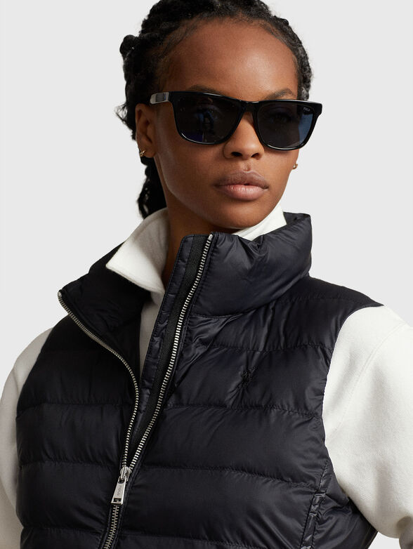 Black padded vest with quilted effect - 4