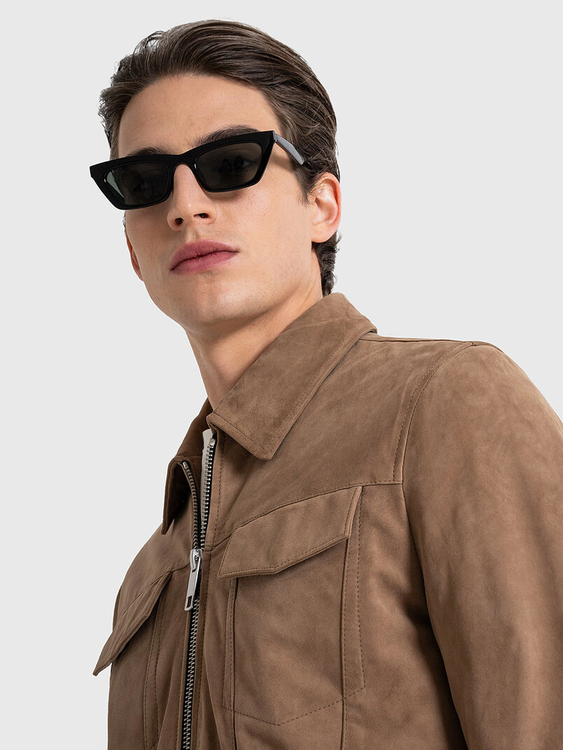 Suede leather jacket with pockets - 3
