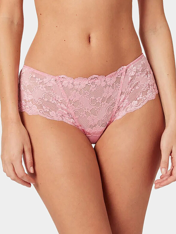Pink brazilian knickers with lace - 2