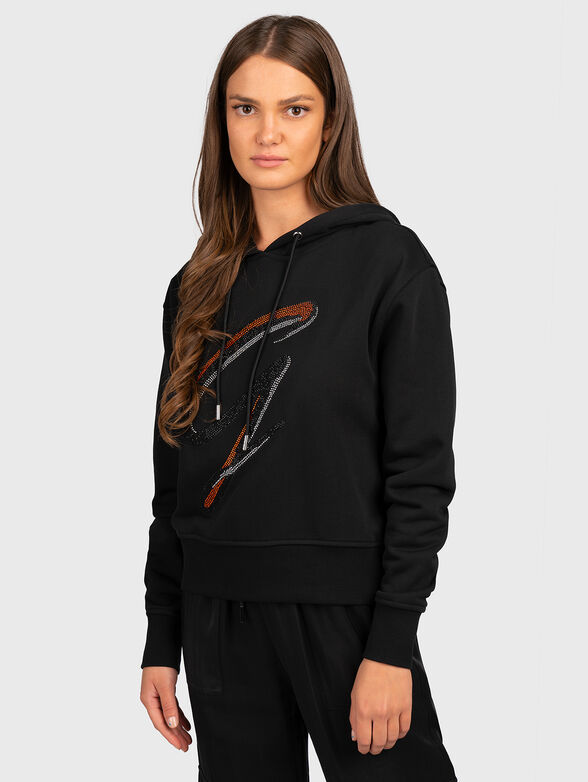 Black sweatshirt with rhinestones - 1