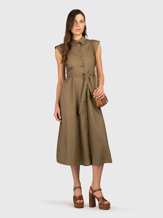 Midi dress with buttons and waist belt