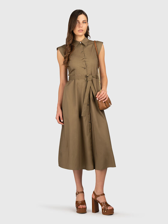 Midi dress with buttons and waist belt - 1