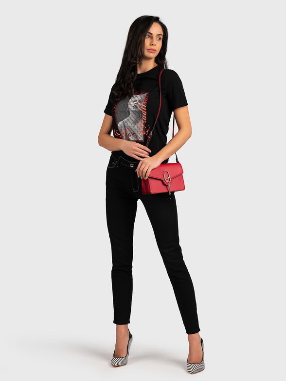 BELLAVITA black cotton T-shirt with print - 2