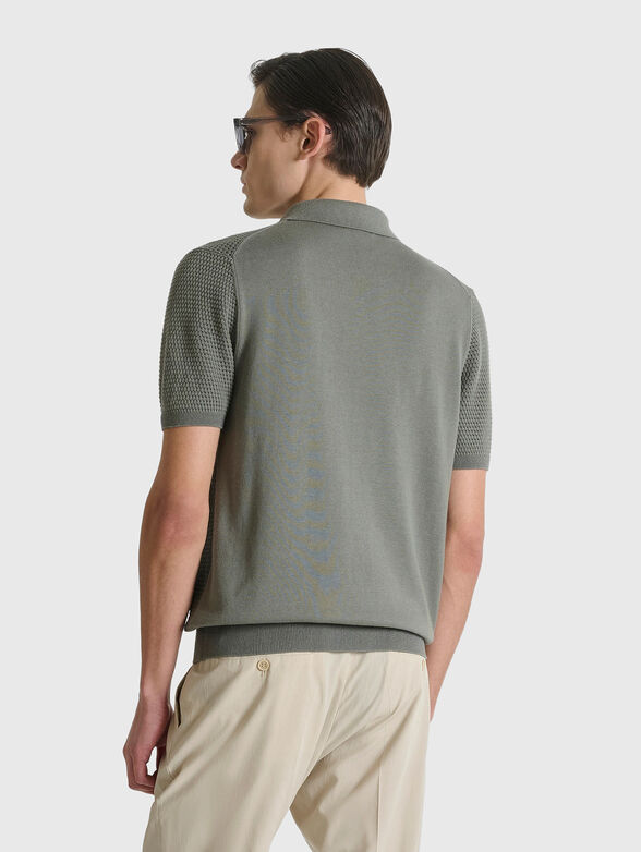 Textured polo shirt with zip   - 2