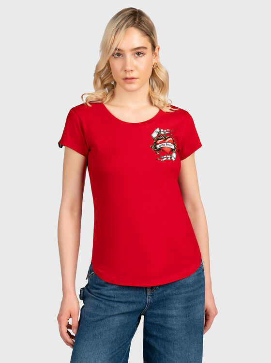 TSL060 red T-shirt with print on the back - 1