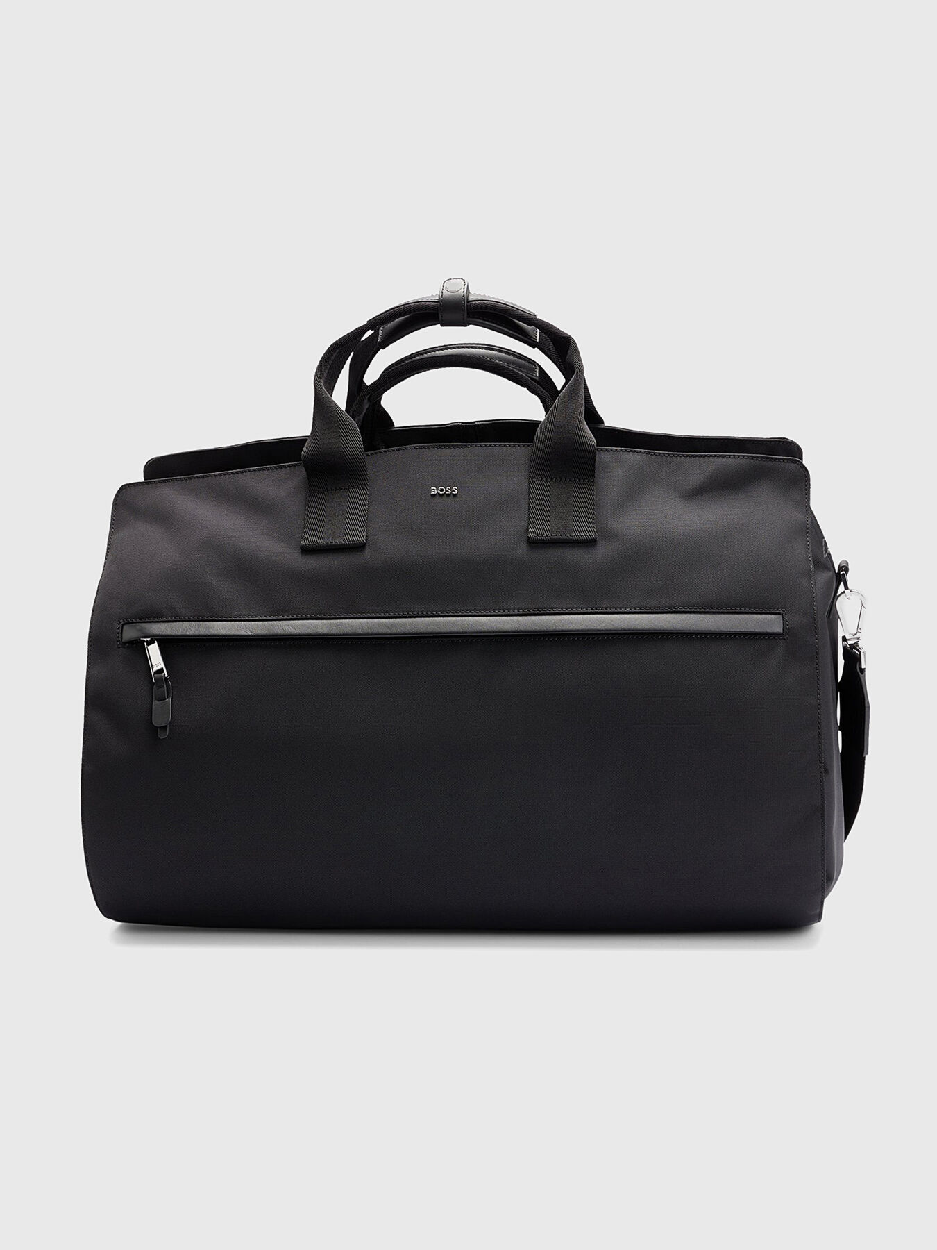 Black holdall with zip and long strap brand BOSS Globalbrandsstore en