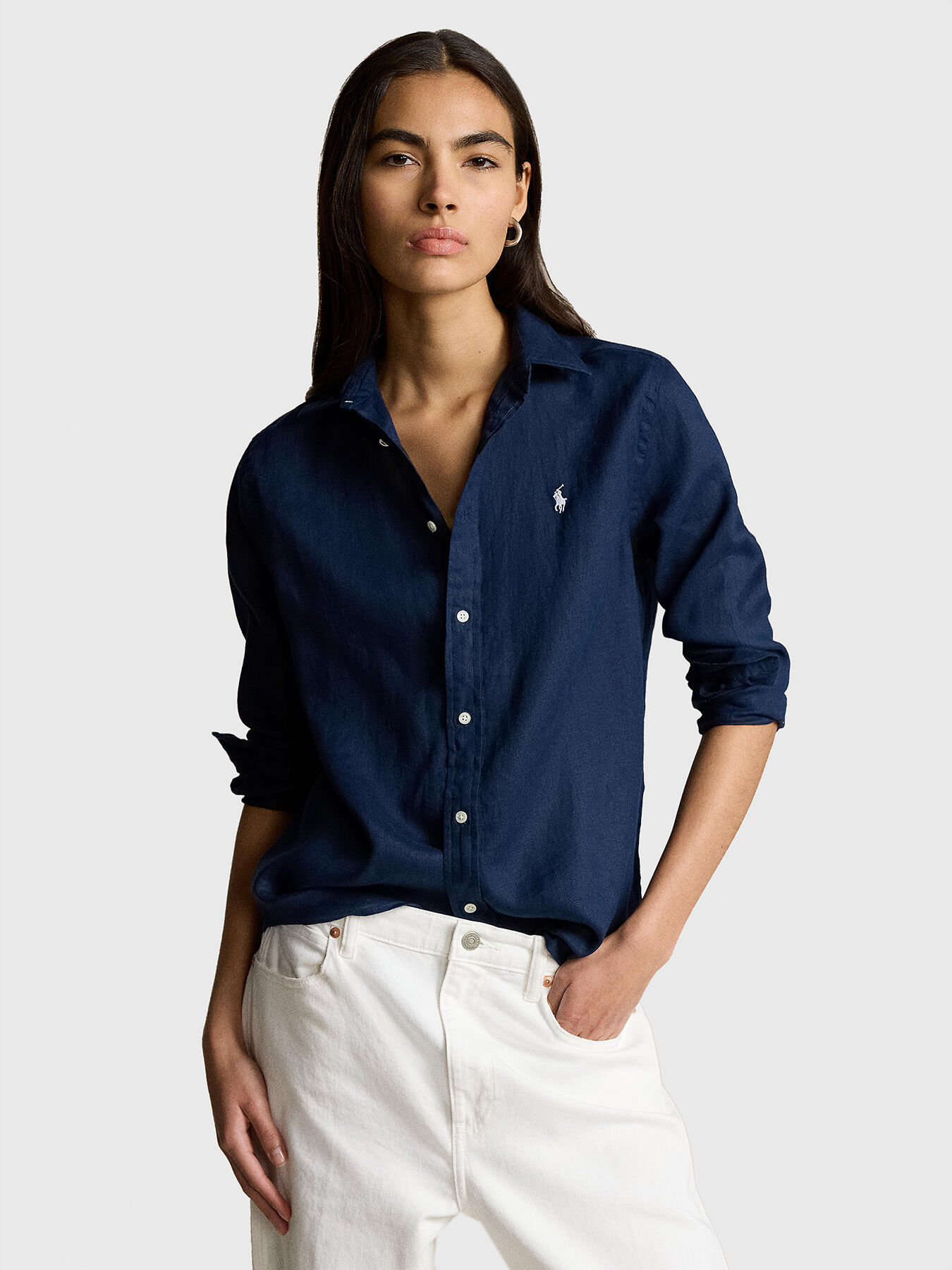 Linen shirt in dark blue brand POLO RALPH LAUREN Globalbrandsstore en