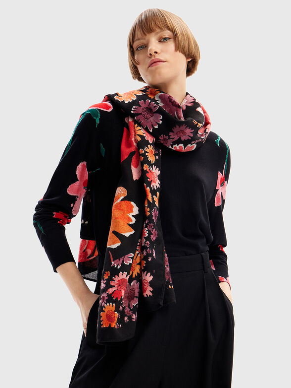 Scarf with floral accents  - 2