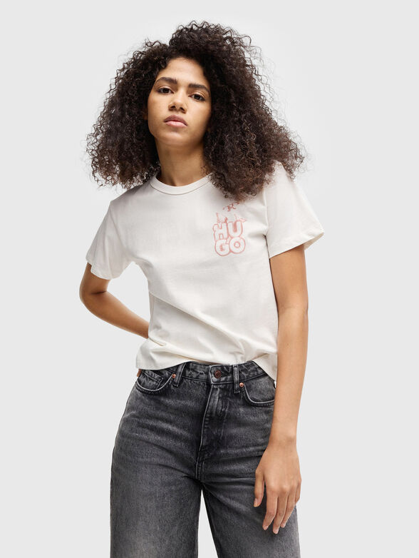 Cotton T-shirt with oval neckline - 1