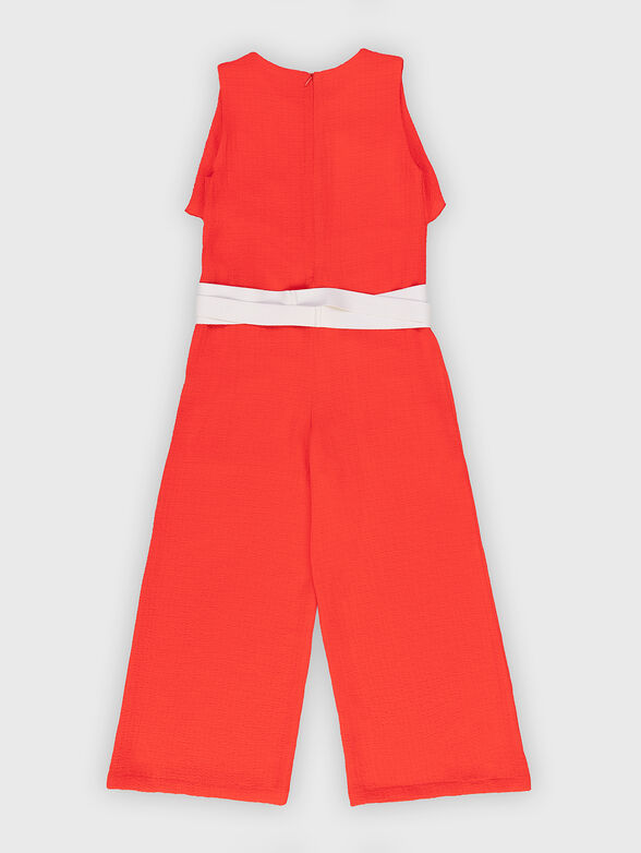 Sleeveless jumpsuit with accent belt - 2