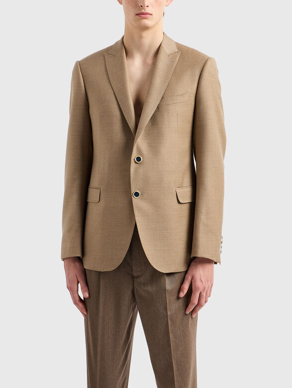 Wool slim blazer with buttons - 0