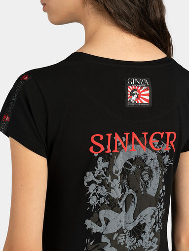 Black printed tee - 5