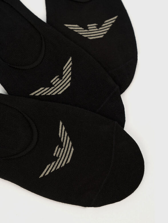 Set of three pairs of cotton socks in black - 3