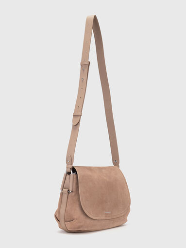 Suede crossbody bag with logo - 3