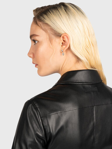 Black eco leather shirt with zipper - 5