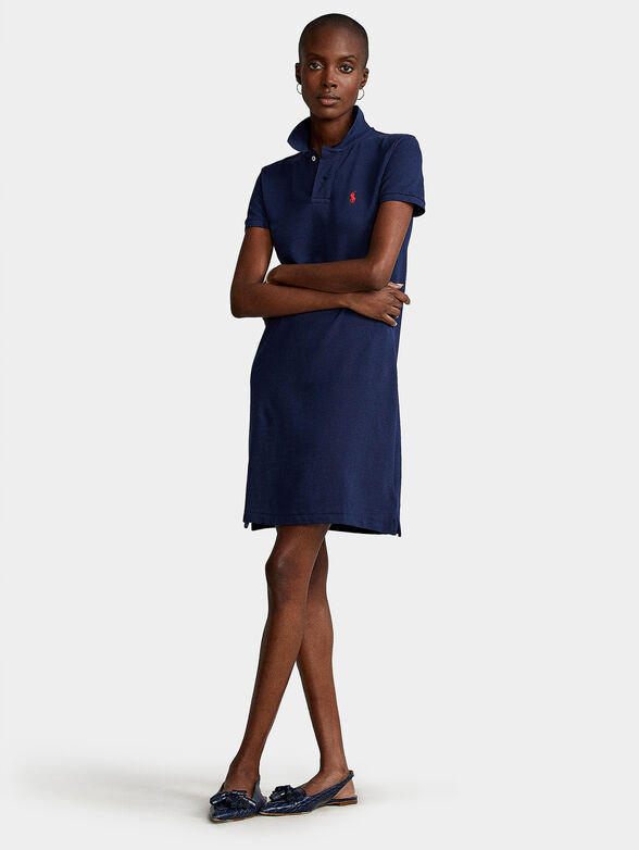Blue dress with contrasting logo accent - 1