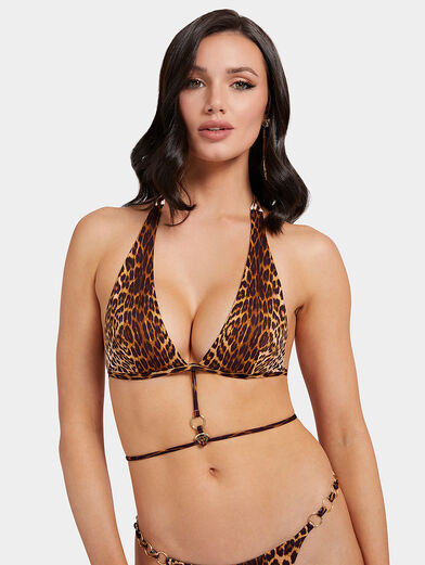 Triangle bikini bra with animal print - 2