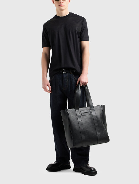 T-shirt with logo embroidery in black - 2