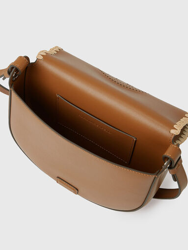 Leather crossbody bag with logo accent - 5