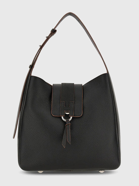 Черна чанта от телешка кожа - 1