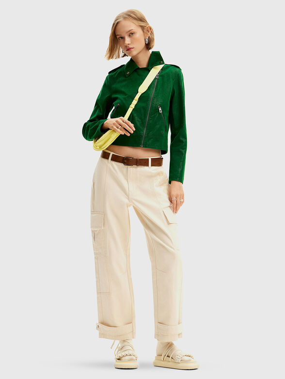 Green biker jacket in eco leather - 2