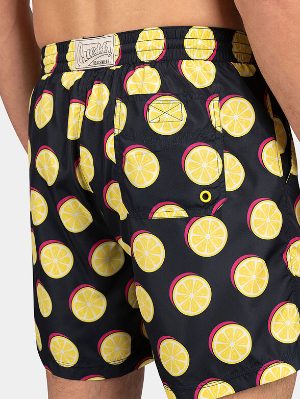 Black swim trunks with lemon print - 3