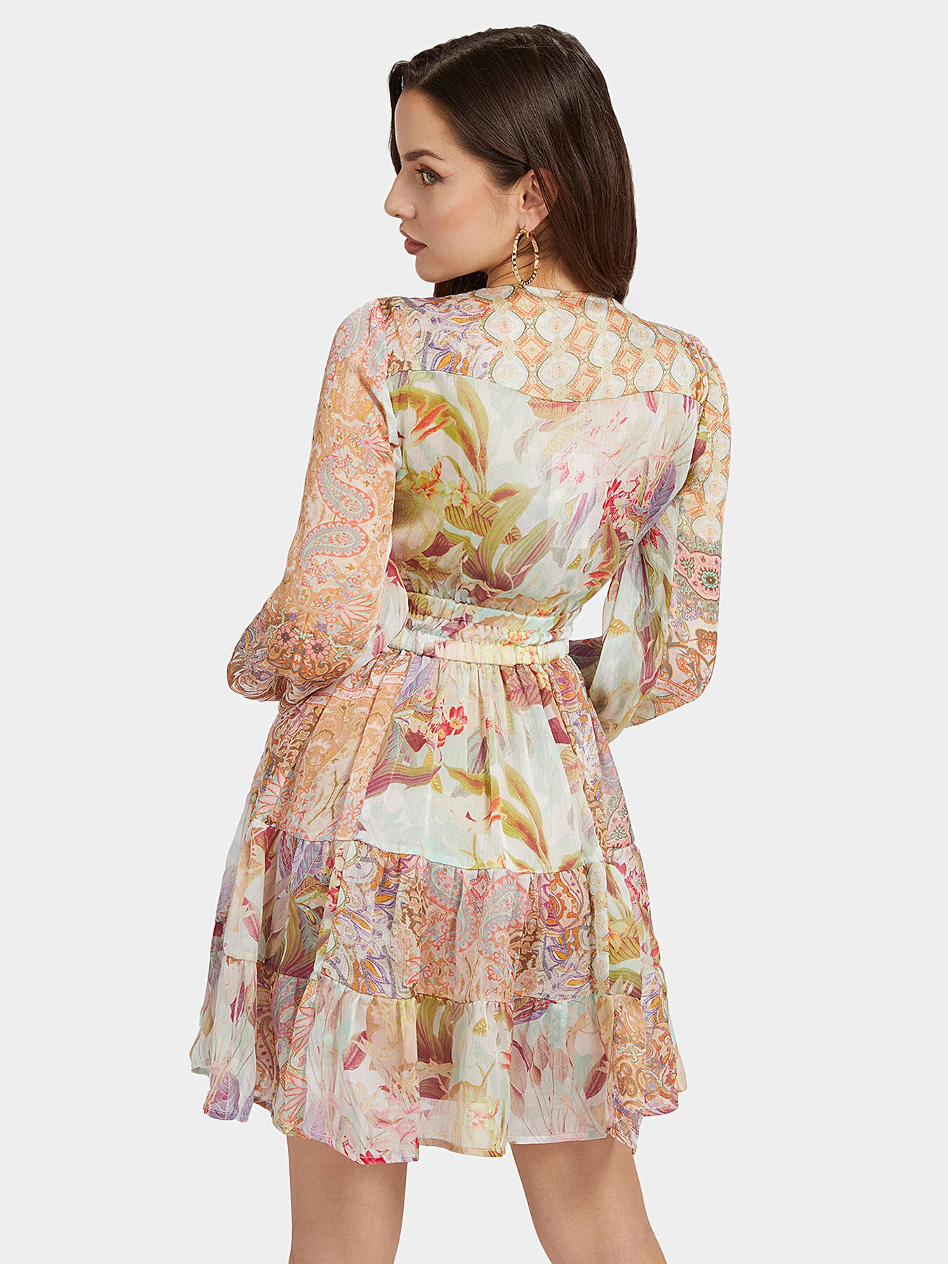 PRIMROSE dress with flounces and floral motifs brand GUESS
