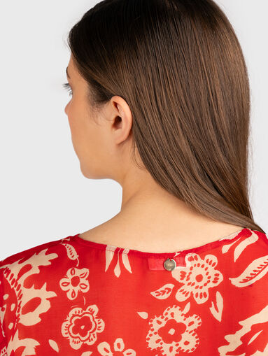 Viscose and silk printed blouse - 4