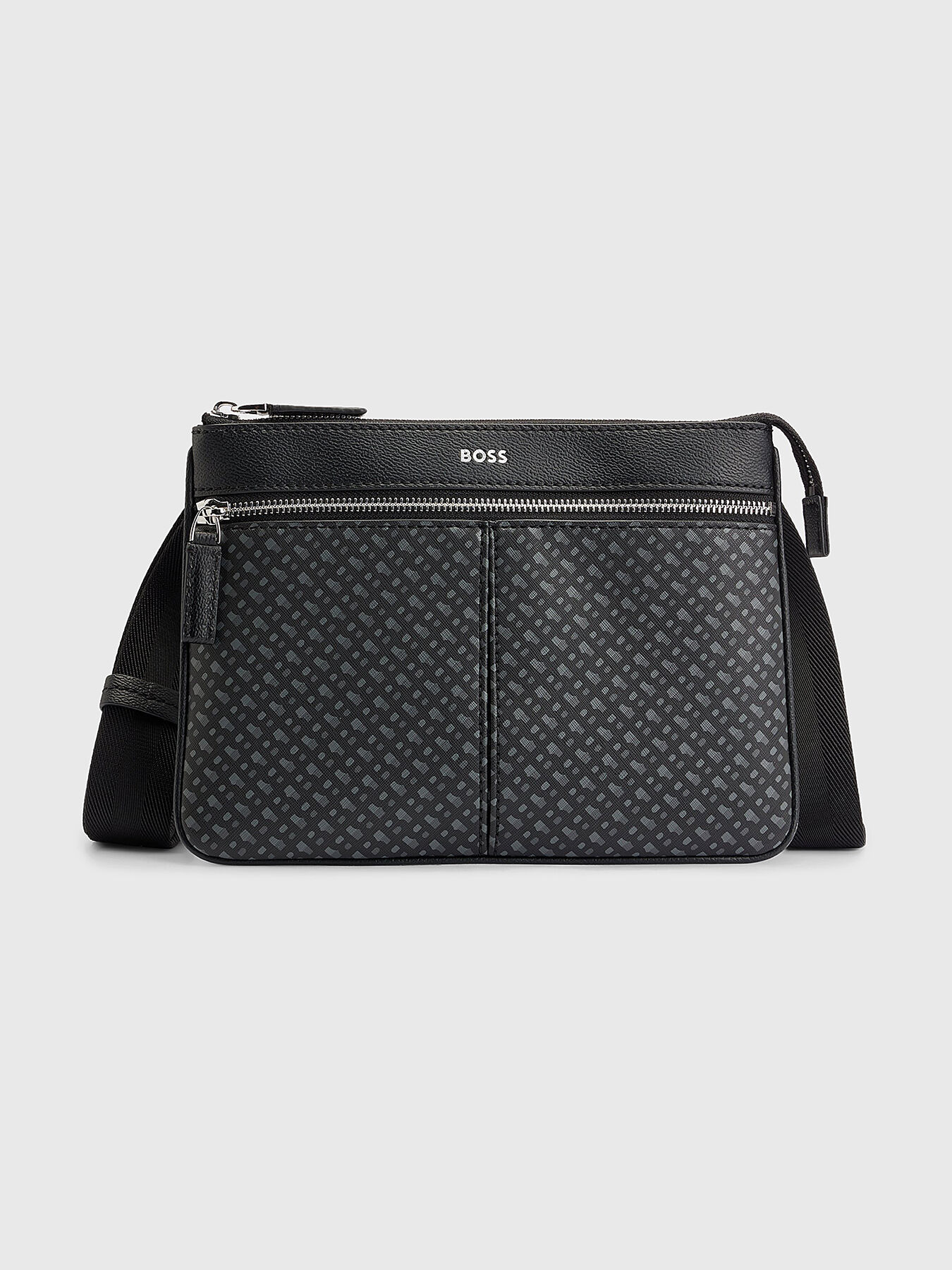 Crossbody bag with monogram print brand BOSS