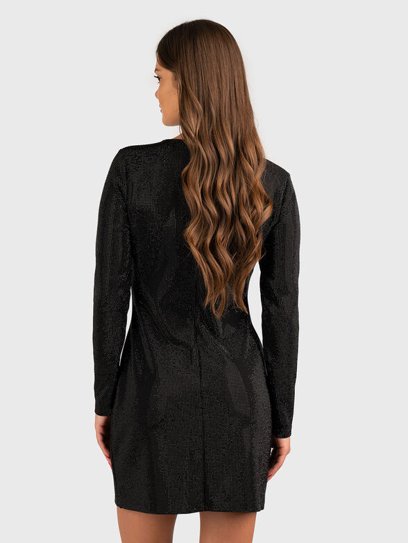 Long sleeved mini dress with rginestones - 2